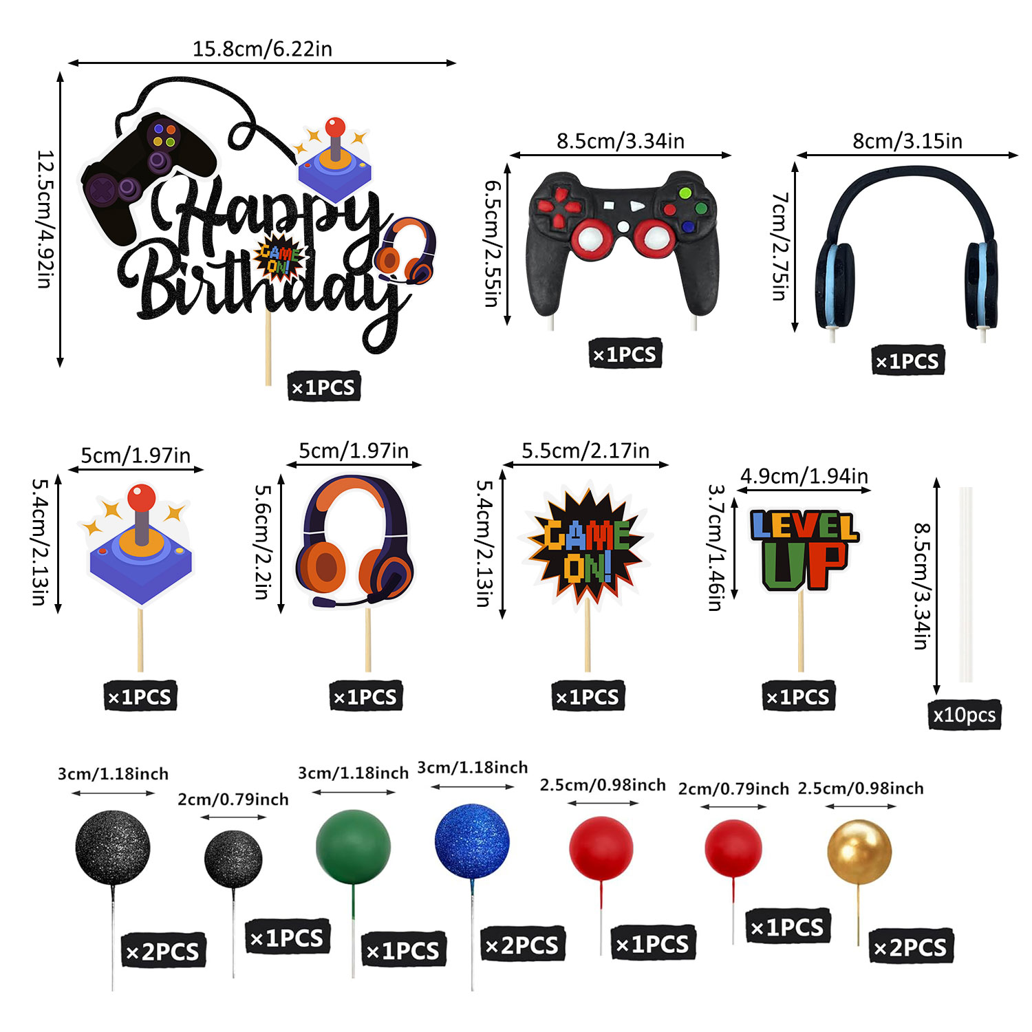 17Pcs Video Retro Game Cake To - Retro Gaming Headset avaliação e preço