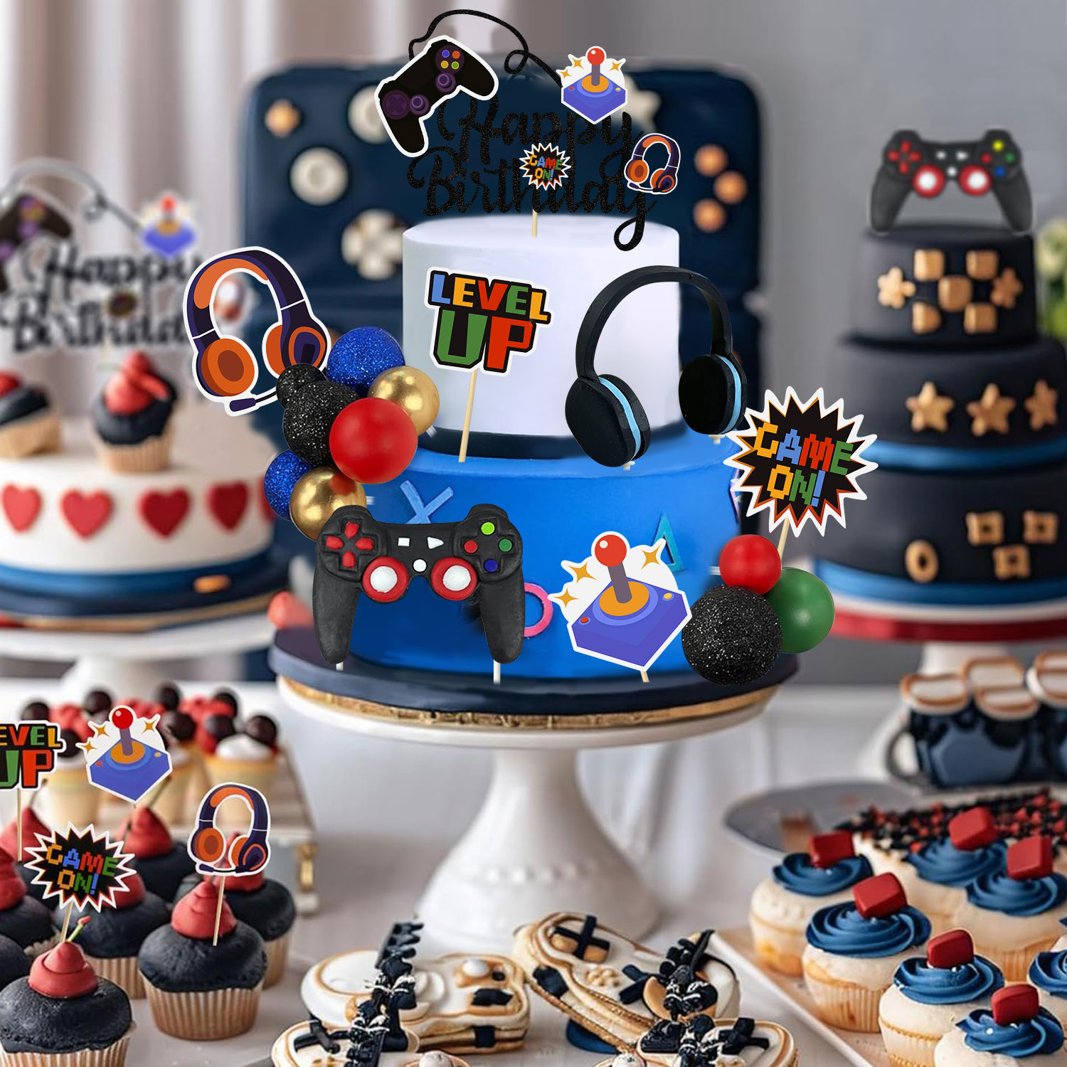 17Pcs Video Retro Game Cake To - Retro Gaming Headset avaliação e preço