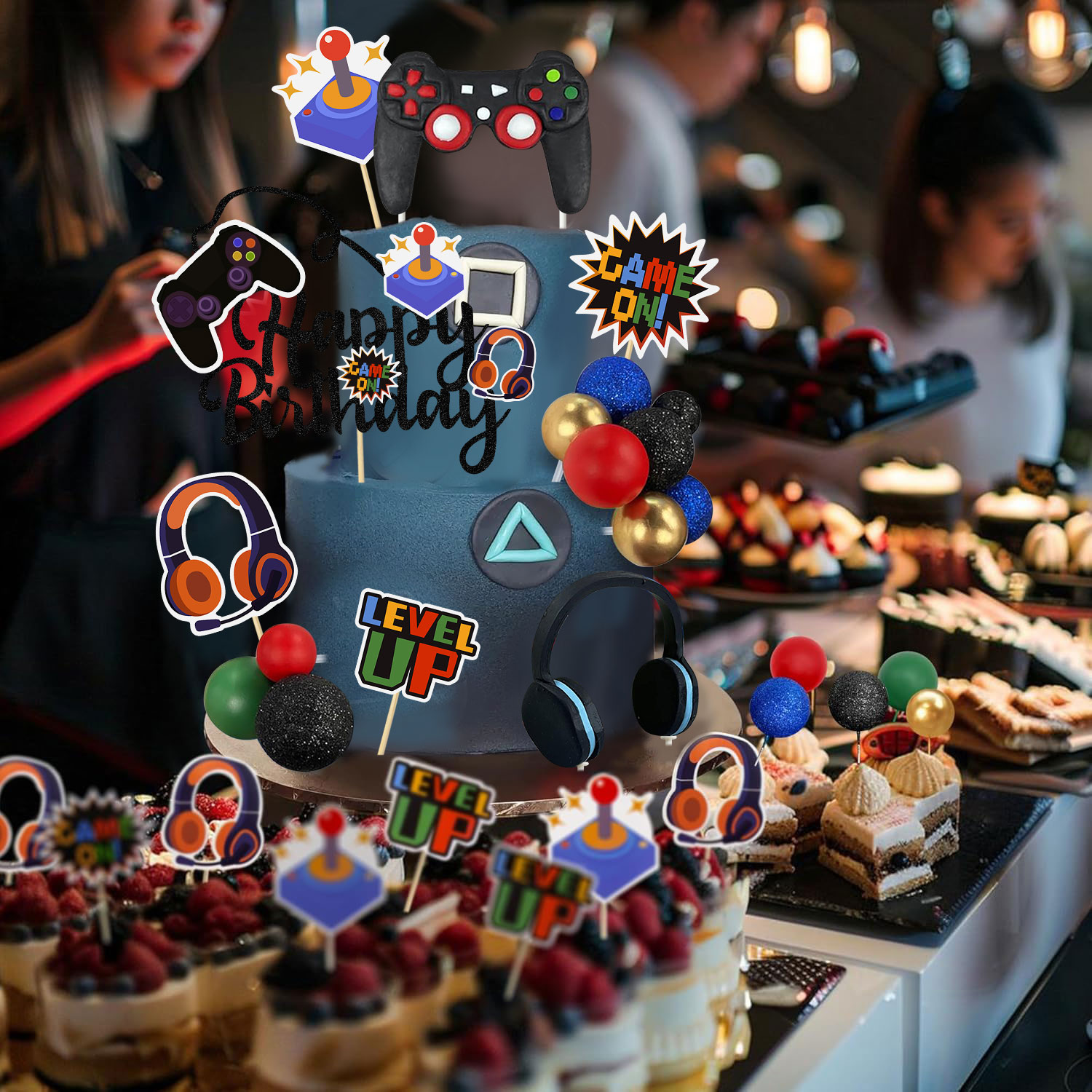 17Pcs Video Retro Game Cake To - Retro Gaming Headset avaliação e preço