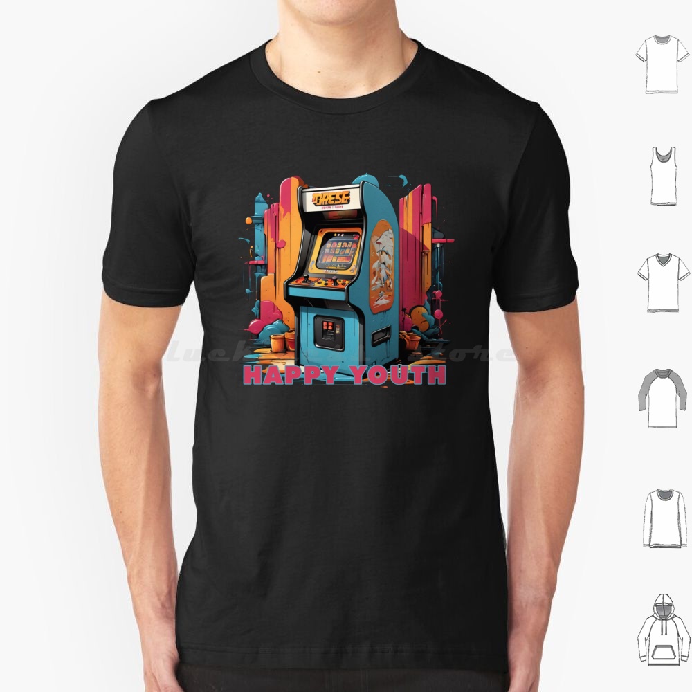 Happy Youth-Arcade T Shirt Men - Retro Gaming Gamestop avaliação e preço