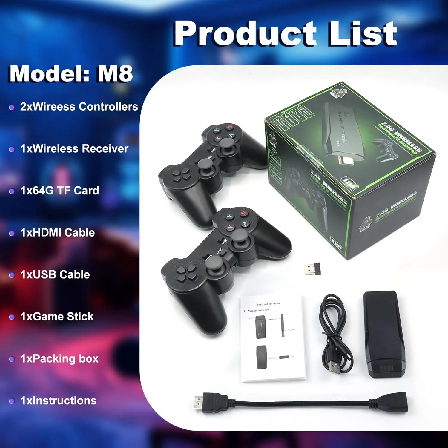 M8 Retro Gaming Stick with 9 S - Retro Gaming Game Stick avaliação e preço